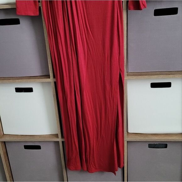 Venus Red Long Sleeve Draped Maxi Dress Size L - Picture 8 of 14